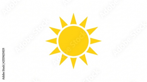 Yellow sun icon with sharp rays vector illustration isolated on a white background for design