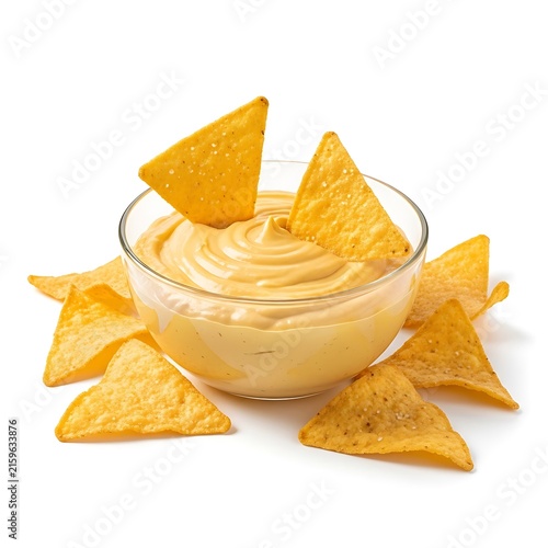 Golden cheese dip with tortilla chips