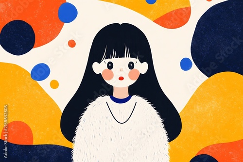 Whimsical girl with vibrant background