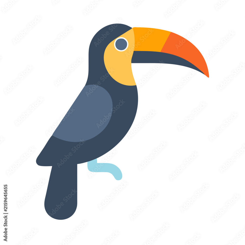 Naklejka premium Colorful Toucan Vector Illustration on Black Background Stock Image