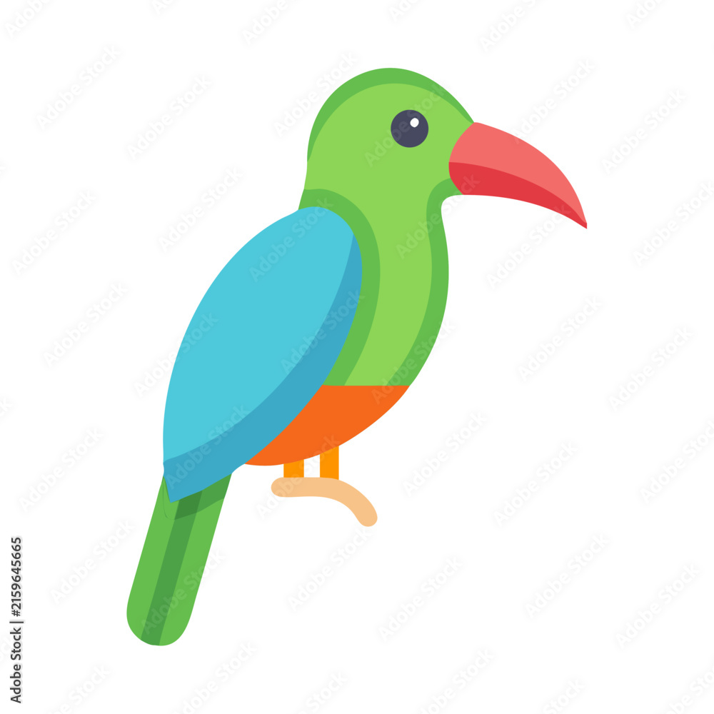 Naklejka premium Stylized toucan illustration in vibrant colors on a black background