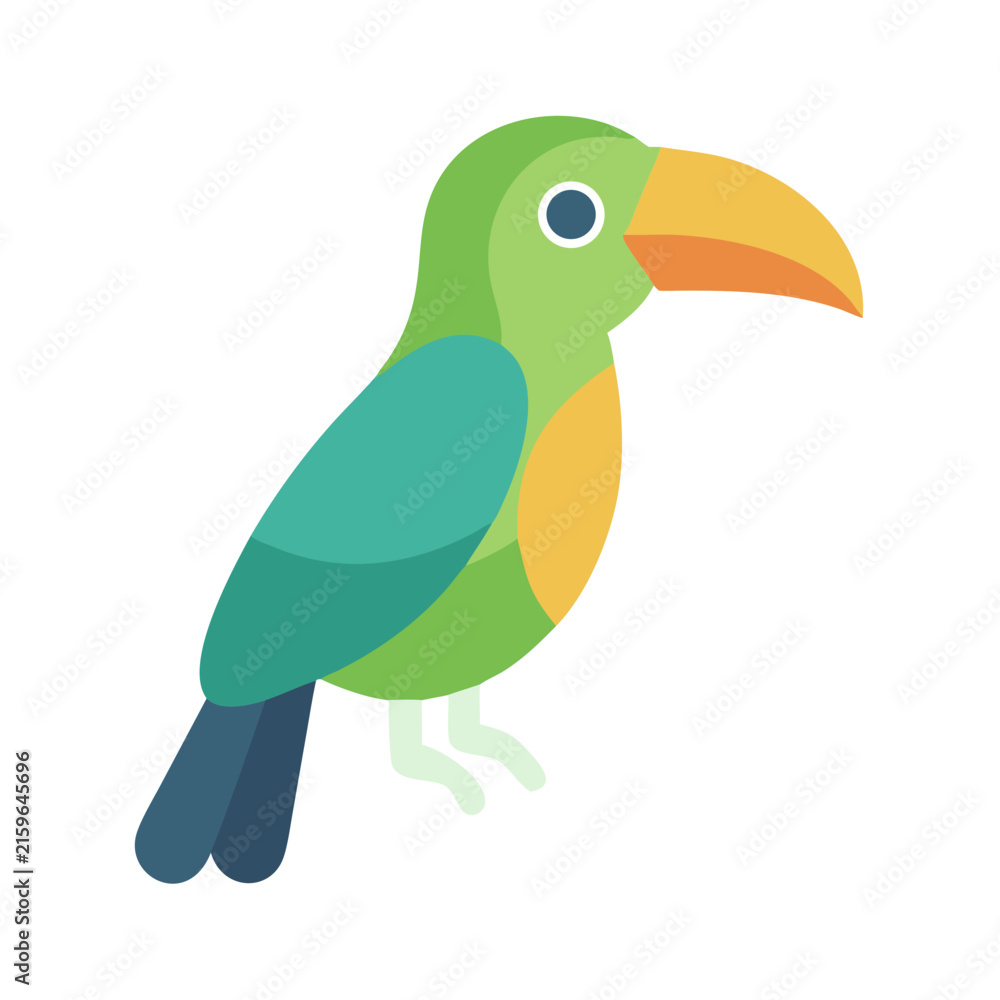 Naklejka premium Colorful flat style illustration of a toucan on black