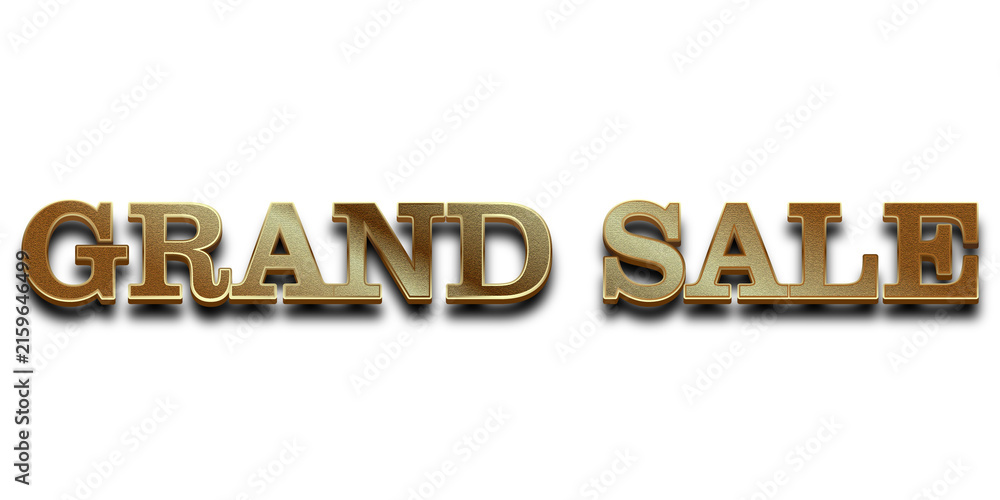 Fototapeta premium Gold metallic texture grand sale text effect with elegant serif typography isolated PNG