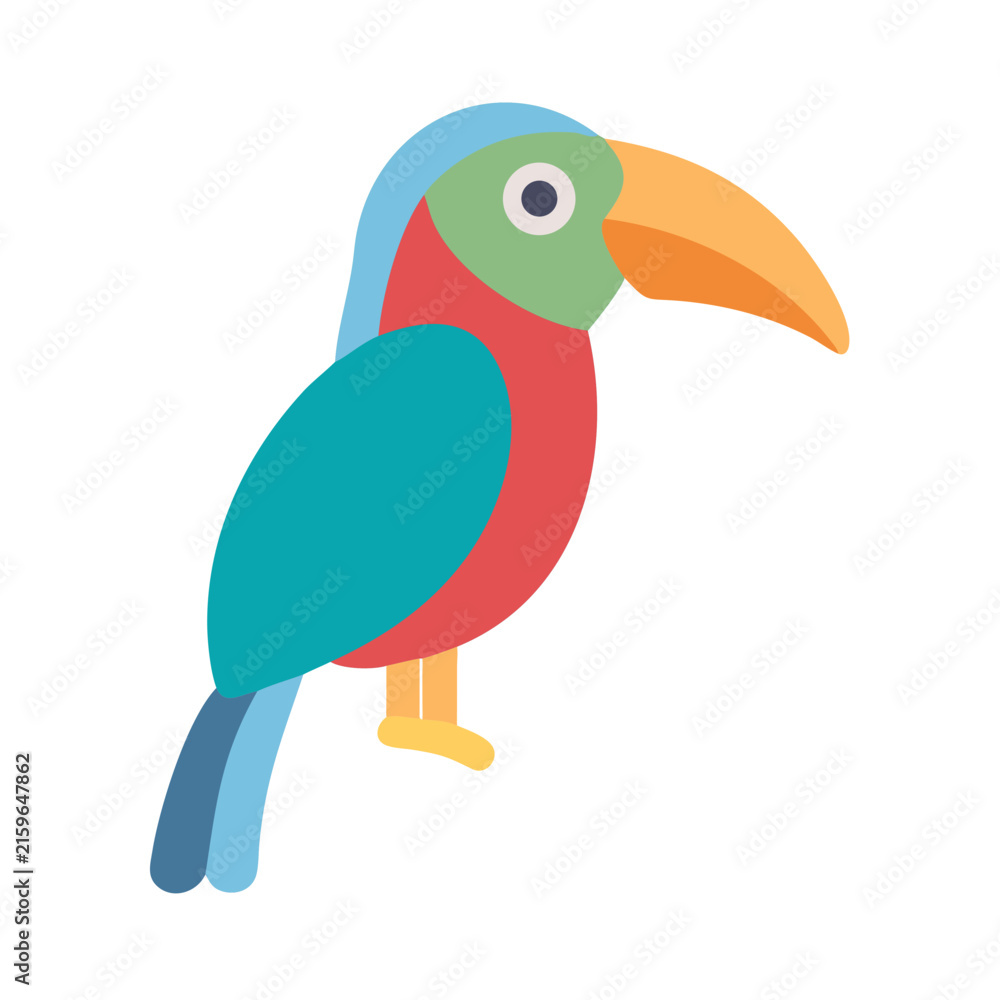 Naklejka premium Flat graphic toucan design on a black background image