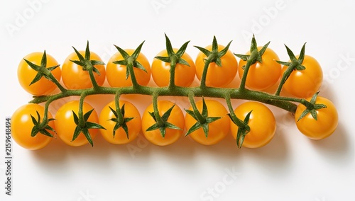 Fresh Ripe Yellow Cherry Tomatoes on a Vine.