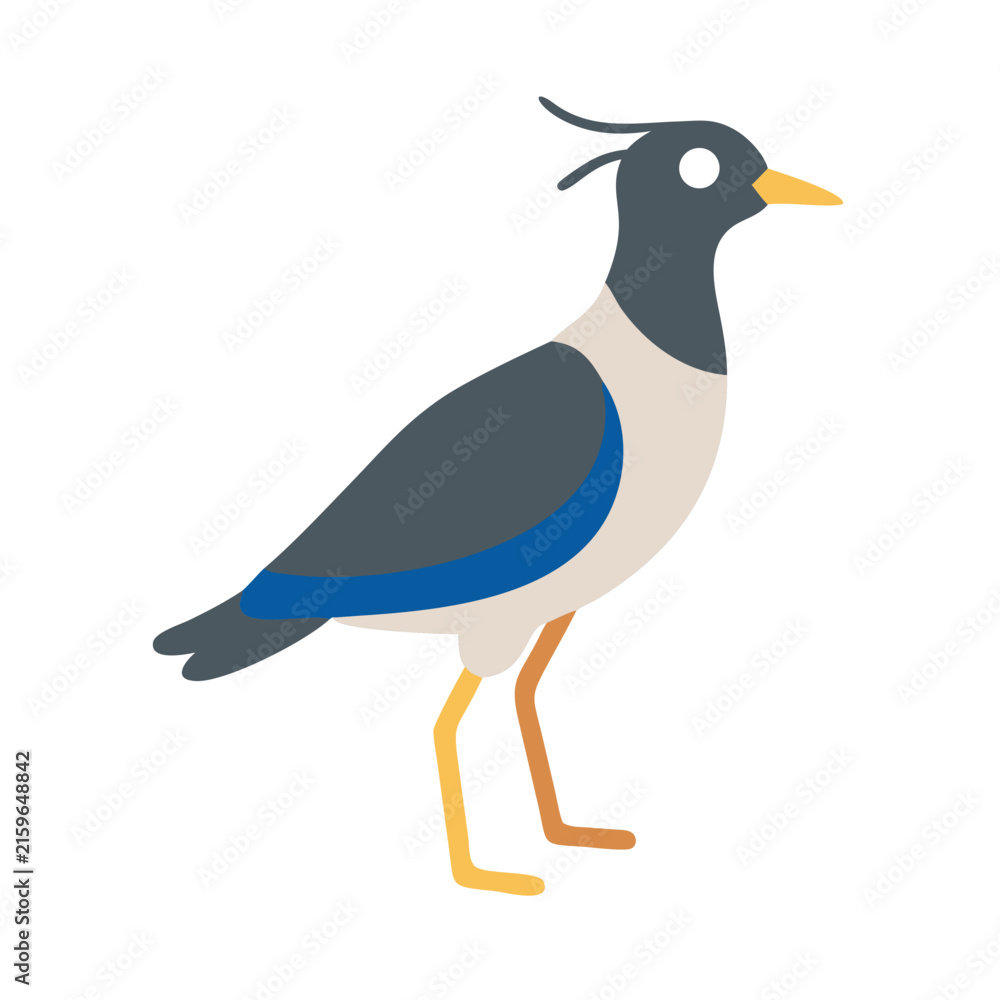 Naklejka premium Stylized lapwing illustration standing against a stark black background