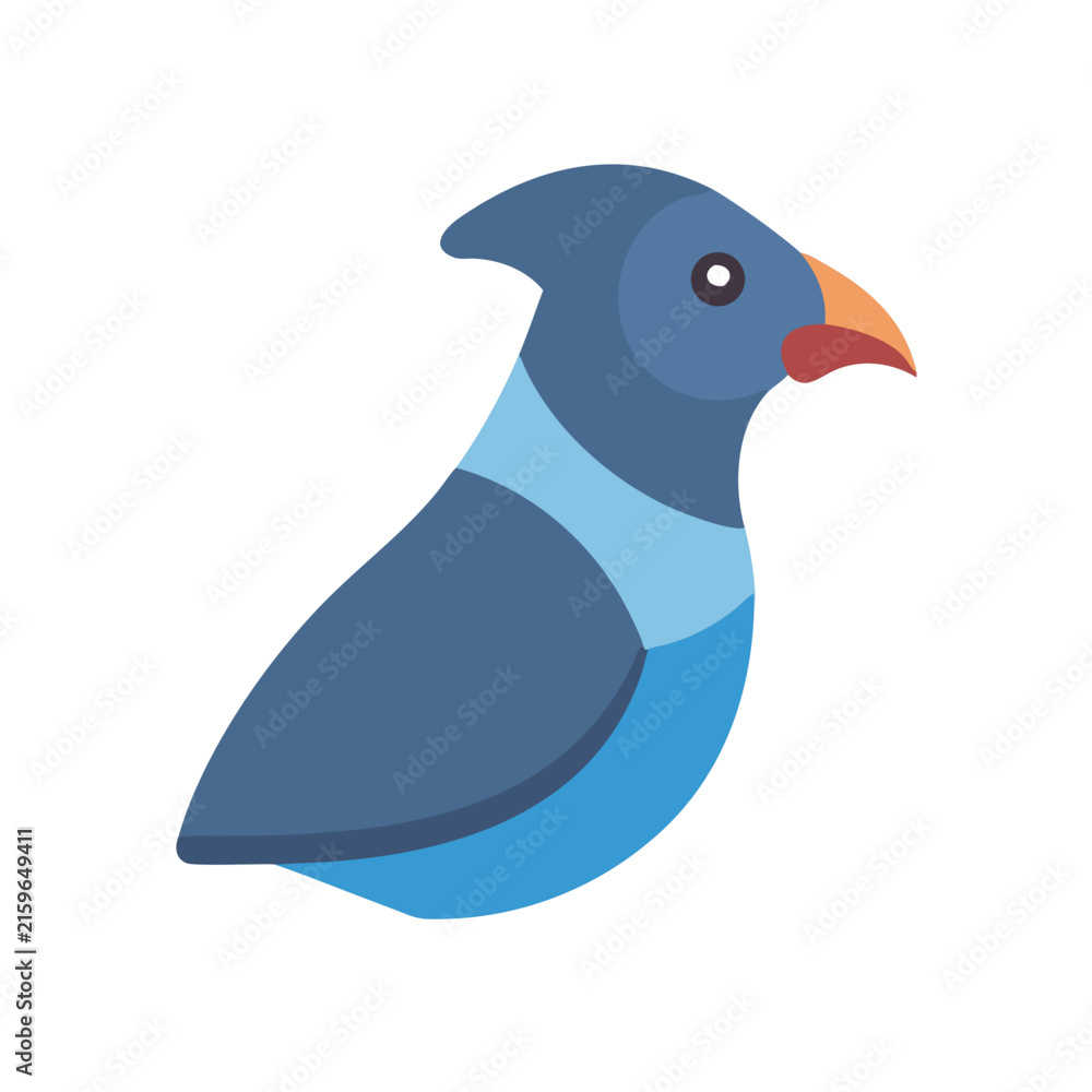 Fototapeta premium Flat design illustration of a blue pigeon on black background
