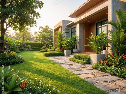he front garden is beautiful and natural.