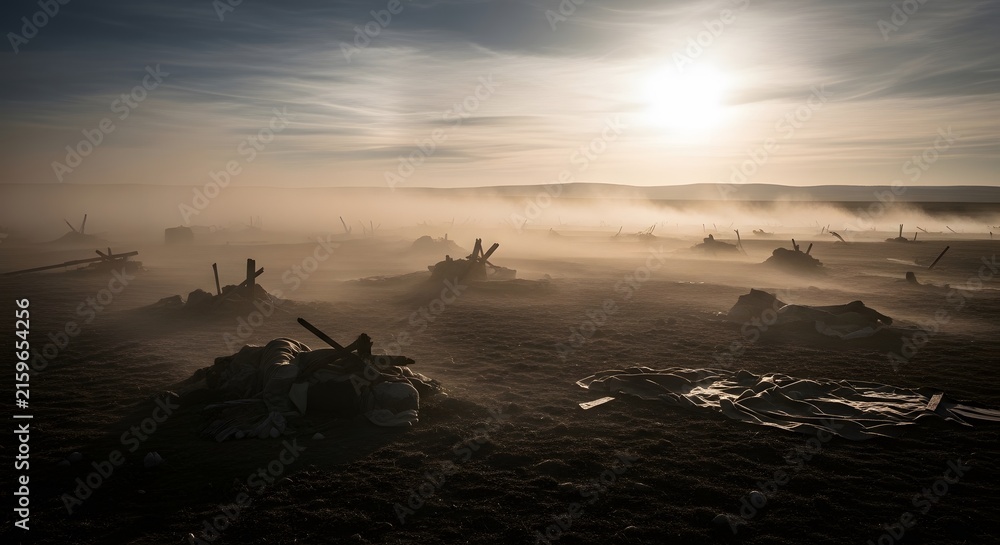 Fototapeta premium dusty wind battlefield scene background