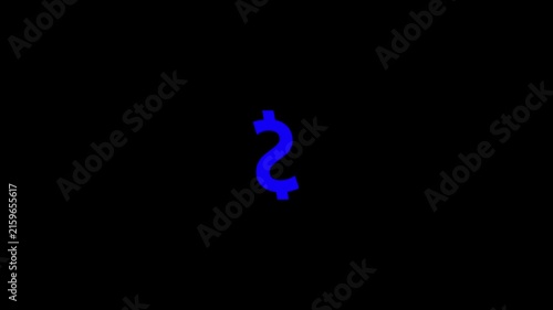 Glowing green 3d dollar sign symbol pulsing on black background