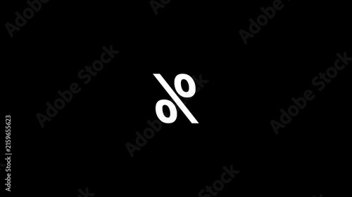 White 3D Percent Symbol on Black Background for Finance, Discount and Business Concept