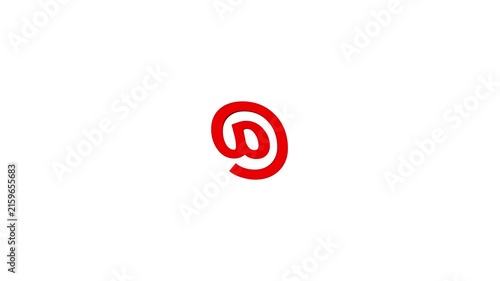 Abstract 3D @ sign animation, elegant loop motion graphic, shiny digital object, minimalistic email symbol for futuristic technology, communication branding 4k video
