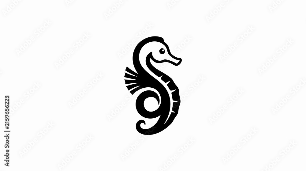 Fototapeta premium Stylized Seahorse Illustration on White Background.