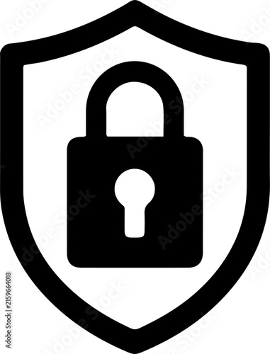 Cybersecurity shield and padlock icon vector design