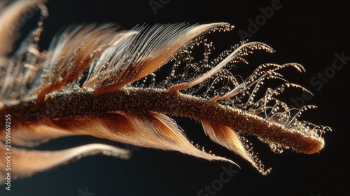 Macro shot of a Feathery seed head: Intricate details of a feathery seed head are captured in this extreme close-up, showcasing its delicate structure and airy texture.