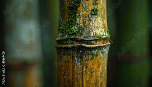Close up of bamboo stem with natural texture and color.