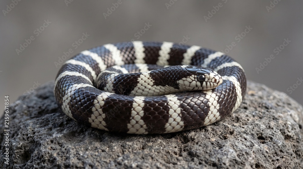 Obraz premium California kingsnake on a dark rock