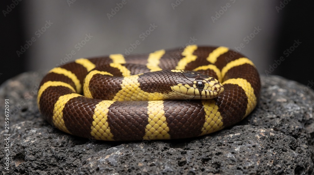 Fototapeta premium High yellow California kingsnake on a rock