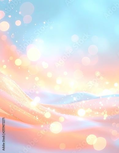 Soft pastel abstract background with bokeh and glowing lights.