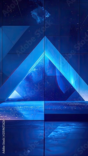 Geometric Abstract Blue Background with Starlight Effect