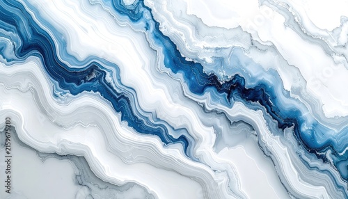 Obraz na płótnie Abstract blue and white marble texture with flowing lines.