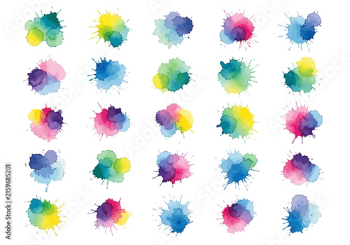 Vibrant Watercolor Splashes - Colorful Abstract Ink Blot Backgrounds