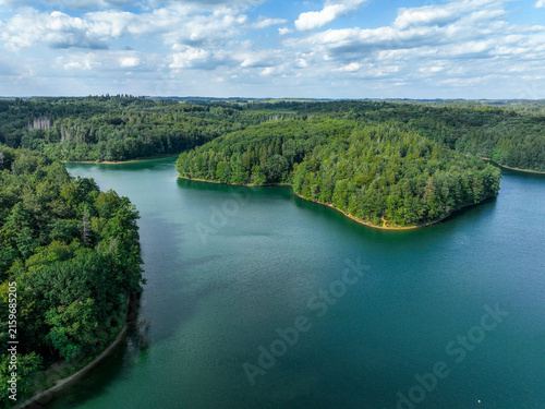 Aerial view of the Neye Reservoir, city of Wipperfürth, village of Neye, Oberbergischer Kreis, North Rhine-Westphalia, Germany.