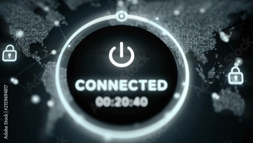 Plakat w ramie Interactive Global VPN connection timer reaches 00:20:40 Stock Photograph