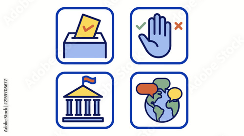 Voting and Government Icon Set for Election and Political Concepts