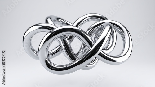 Intertwined Silver Infinity Symbol Sculpture on White Background