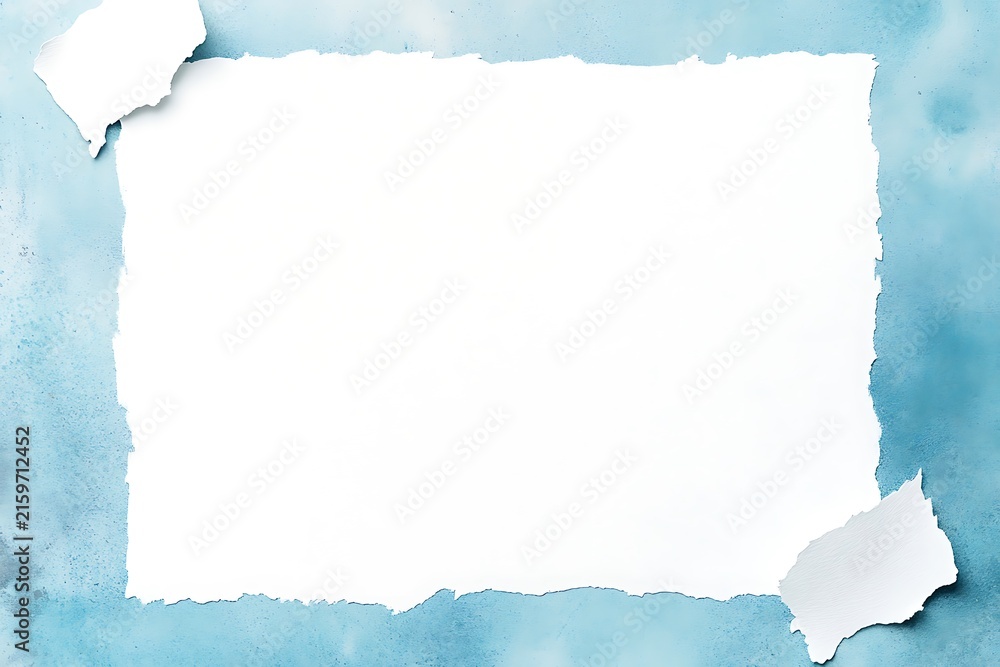 Fototapeta premium A serene watercolor rectangle framed by delicate blue and white waves