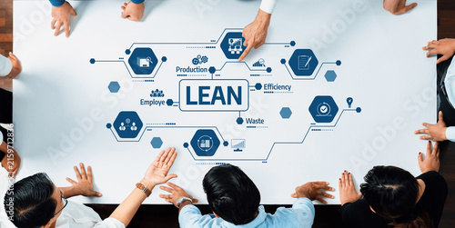 Foto Collaborative Team Meeting on Lean Principles for Improved Efficiency and Production Flow in Business Operations and Employee Engagement Strategies