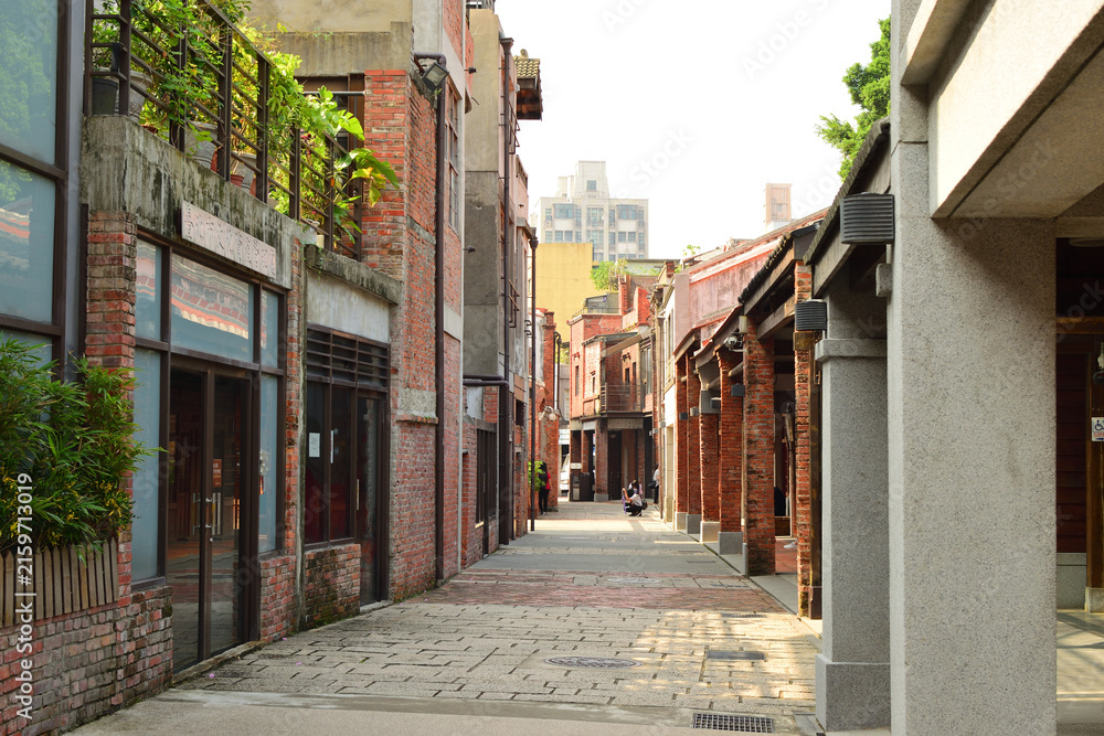 Fototapeta premium Historic Bopiliao Old Street with Red Brick Architecture in Taipei