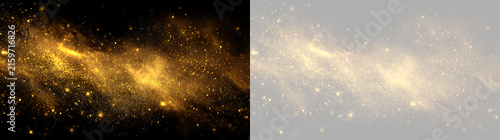 Foto Golden dust cloud with glitter and sparkle effects