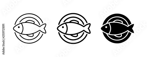 Fish Icons Set, Seafood Symbol Collection, Culinary Design Elements, Food Service Graphics