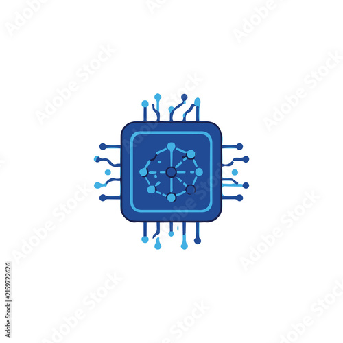 AI Neural Processing Chip Artificial Intelligence Vector Illustration