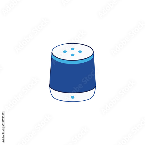 AI Voice Assistant Smart Speaker Flat Vector Illustration