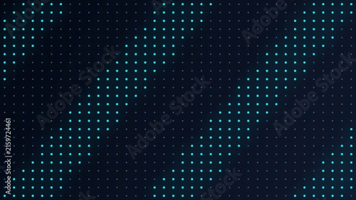 Abstract Digital Background with Moving Cyan Light Dots in Grid Pattern