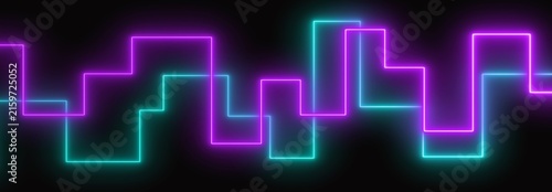 Dual Color Neon Line Graph On Black Background Keywords: neon, line, graph, abstract, black, background