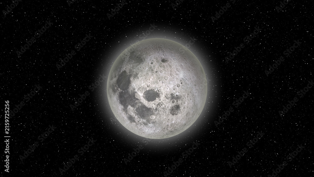Obraz premium Detailed Moon surface with craters in starry deep space Keywords: Moon, planet, space, galaxy, astronomy