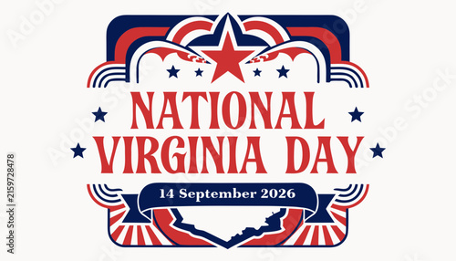National Virginia Day celebration emblem featuring stars and patriotic red colors