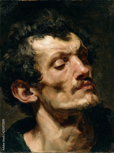 Romanticism oil painting portrait of a distressed ordinary individual with macabre realism