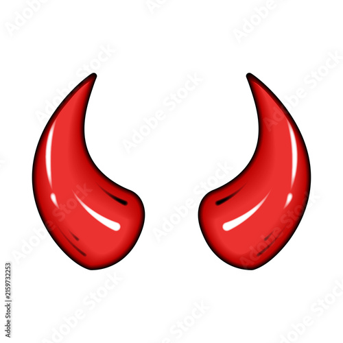 Red devil horns isolated on transparent background