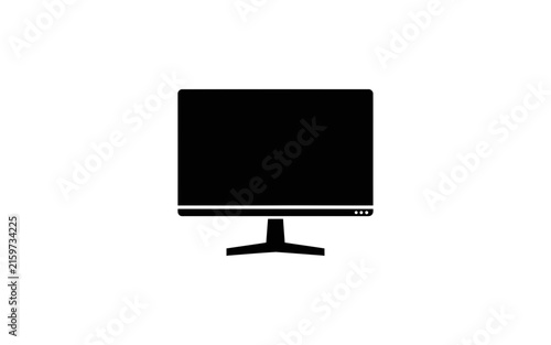 Cuadro en lienzo Black computer monitor silhouette on a white background simple graphic design