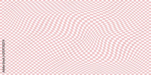 Retro groovy checkered background in orange. Hippie summer 70s wallpaper. Psychedelic checkerboard pattern.