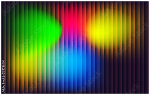 Fotografie Abstract vertical striped textured pattern featuring vivid glowing color orbs an