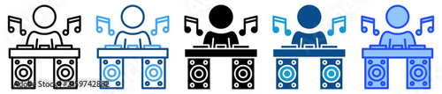 DJ disk jockey icon set multiple style