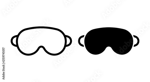 Sleep Mask Icons, Eye Cover Vector Graphics, Night Rest Accessories, Black and White Symbols