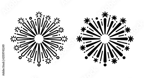 Explosion Burst Icons, Starburst Fireworks Graphics, Radial Celebration Elements, Festive Event Symbols