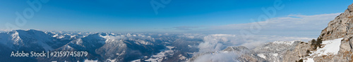 South Germany, Upper Bavaria, Bayrischzell, View of european alps from Wendelstein mountain